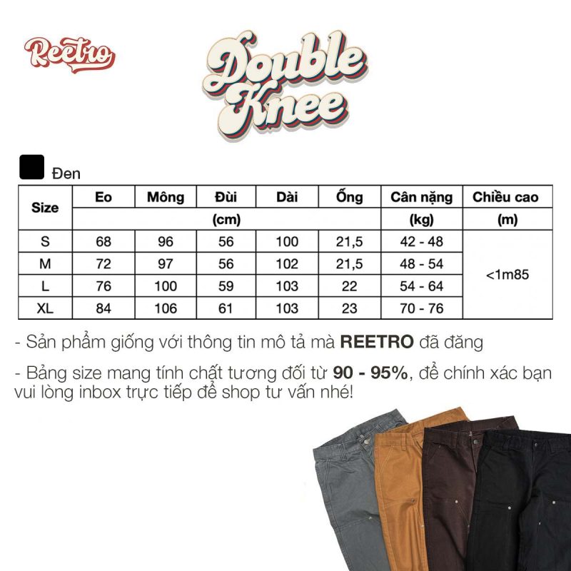 Bảng Size Double Knee Đen