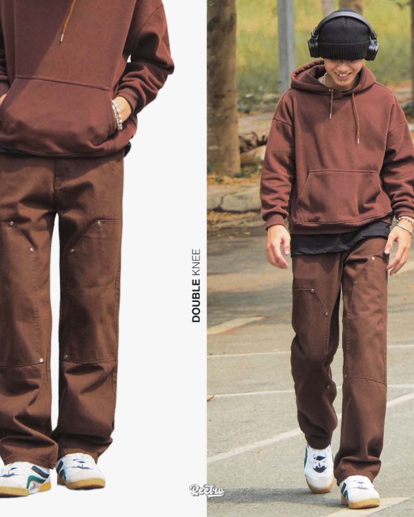 Quần double knee ống suông darkbrown