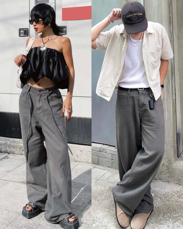 Quần Kaki jeans basic ống rộng