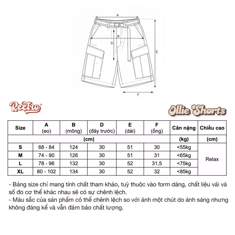 Bảng Size quần Ollie